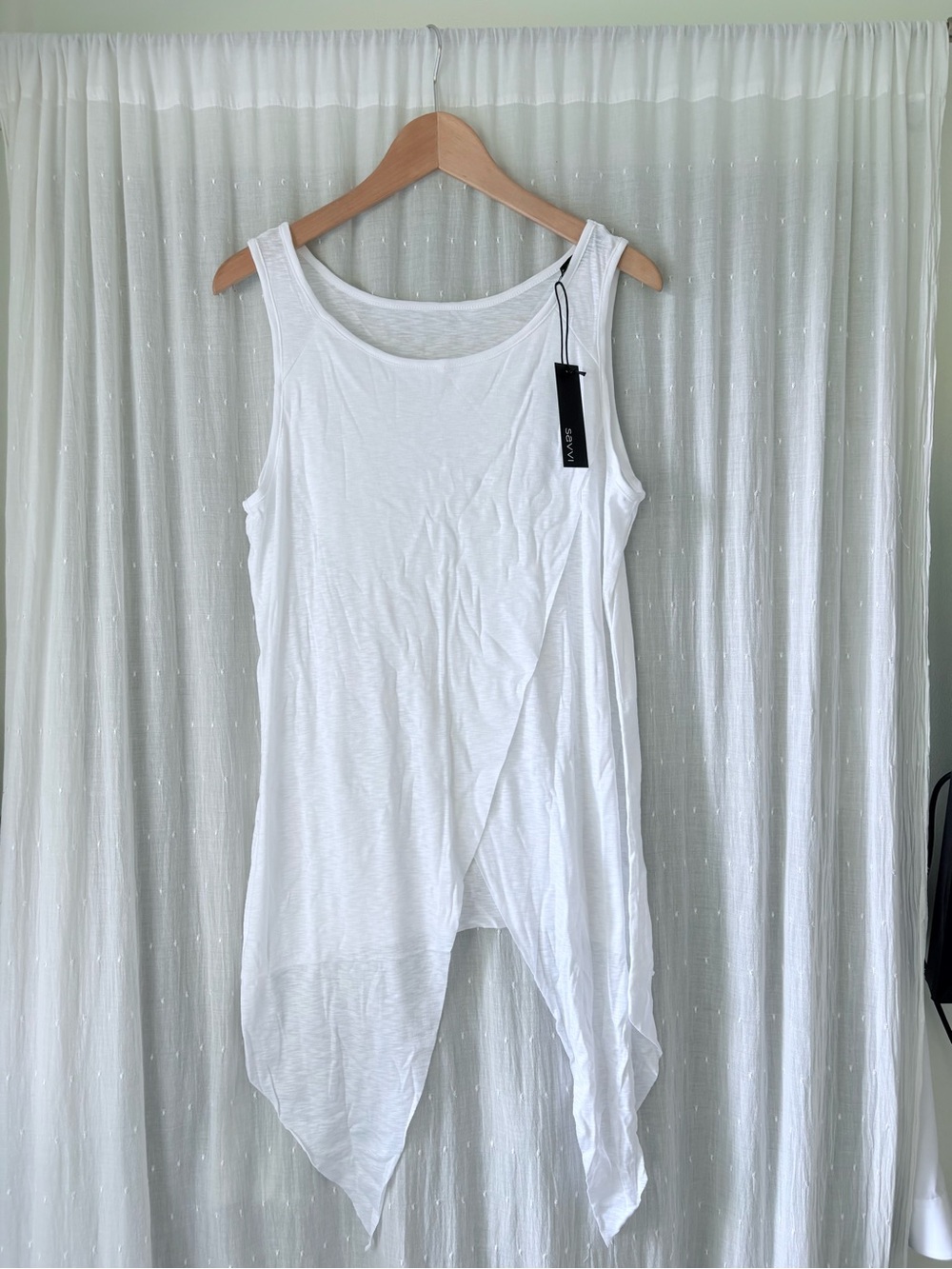 Sleeveless White Draped Tank Top - Unbranded